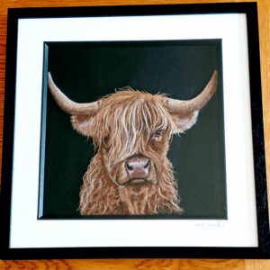 Needle Felt Wool Painting Highland Cow