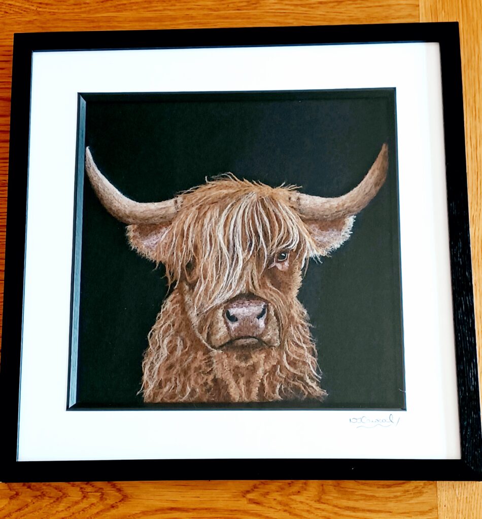 Needle Felt Wool Painting Highland Cow